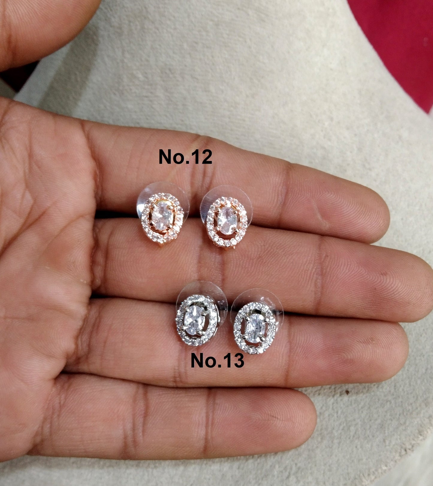 CZ studs /Indian Ad diamond Rose gold silver stud Earrings/stud Earrings Set Jewellery/ Bollywood Jewellery/ cz stones studs