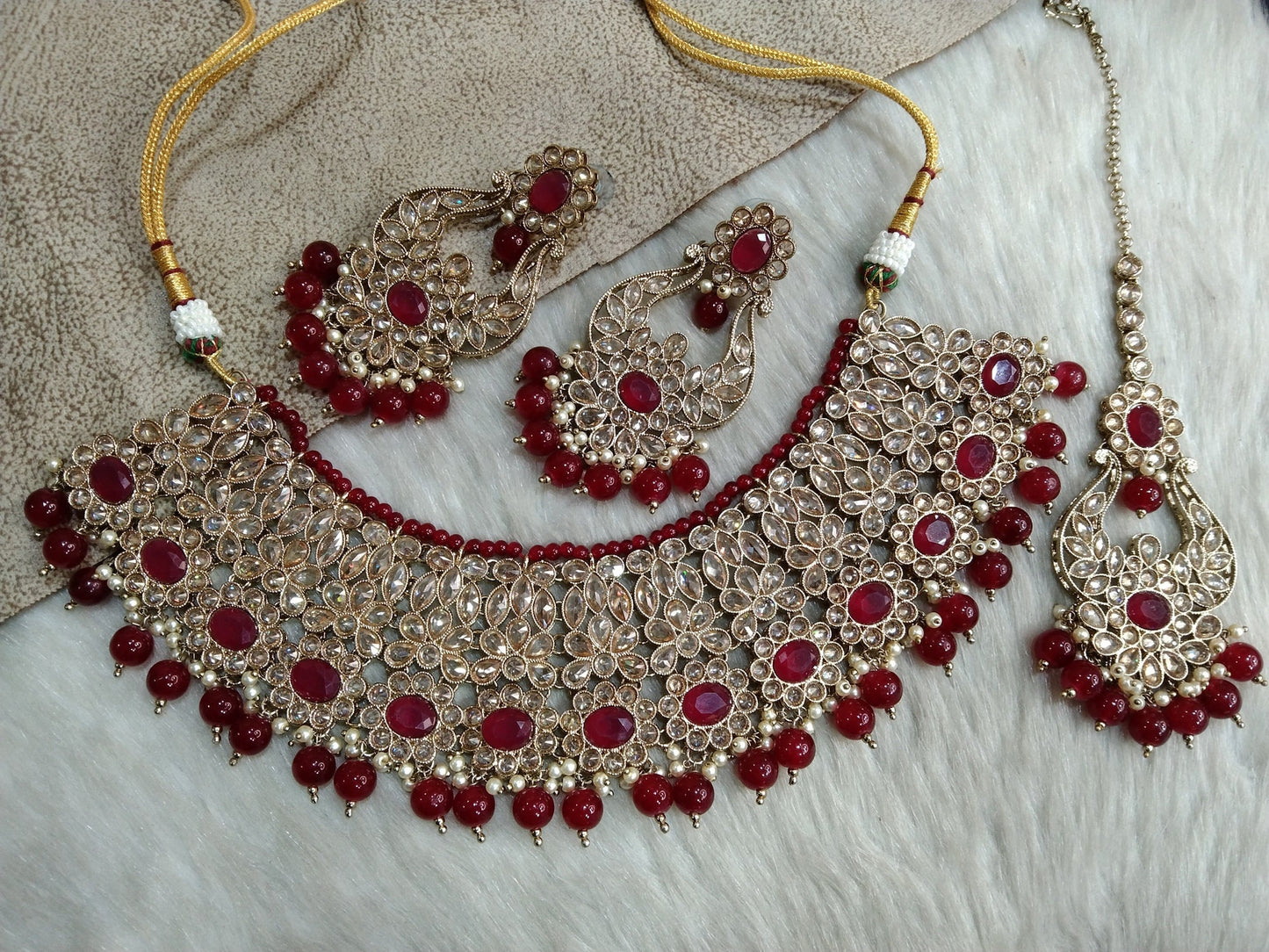 Indian  Jewellery/Dark gold necklace Set/Bollywood Gold Indian Jewelry Jewellery queenstown Set /Bridesmaid jewellery sets