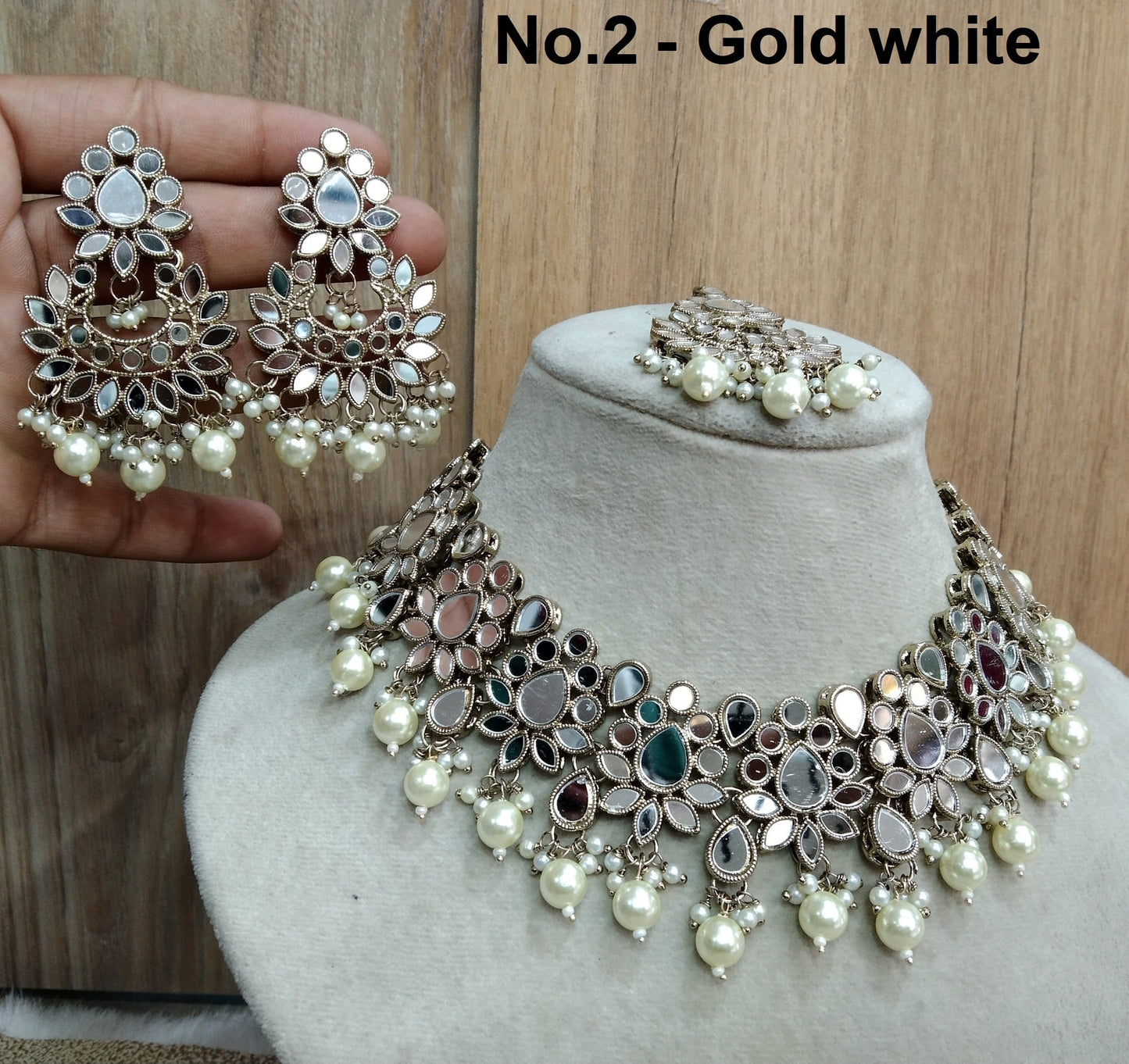 Indischer Schmuck /Gold mehrfarbig Brautspiegel Kundan Halskette Set / Bollywood Gold Indischer Schmuck Halskette Set