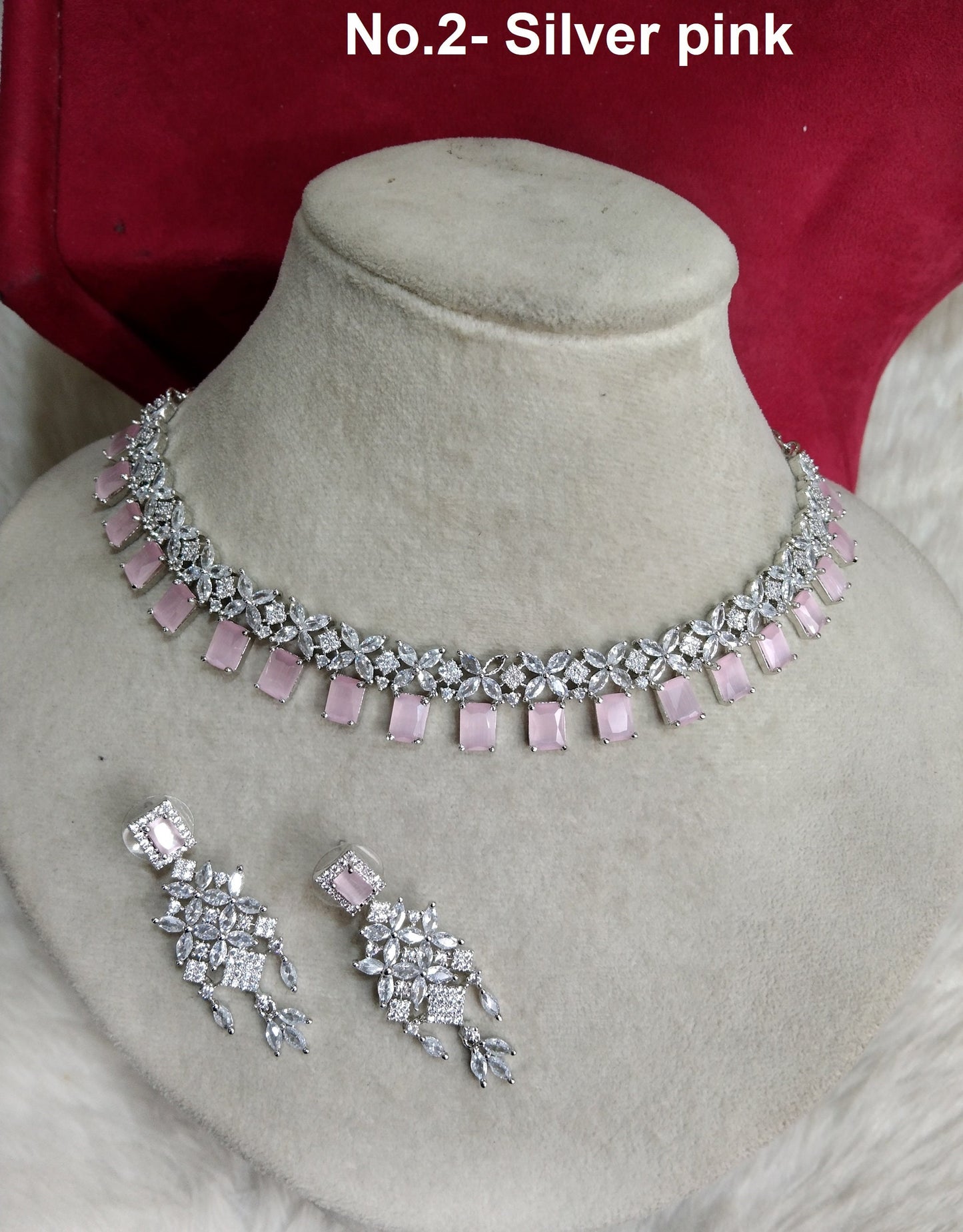 Cubic Zirconia Diamond necklace Earrings set, rose gold, philadelphia phoenix Bridal necklace earrings necklace set CZ necklace set
