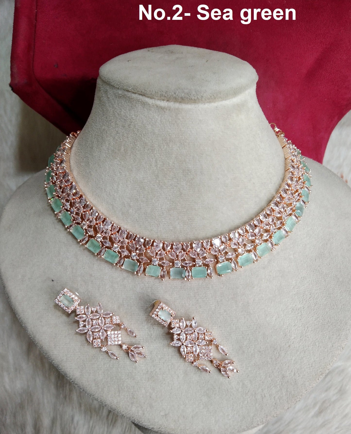 Cubic Zirconia Diamond necklace Earrings set, rose gold, chicago, newyork Bridal necklace earrings necklace set CZ necklace set