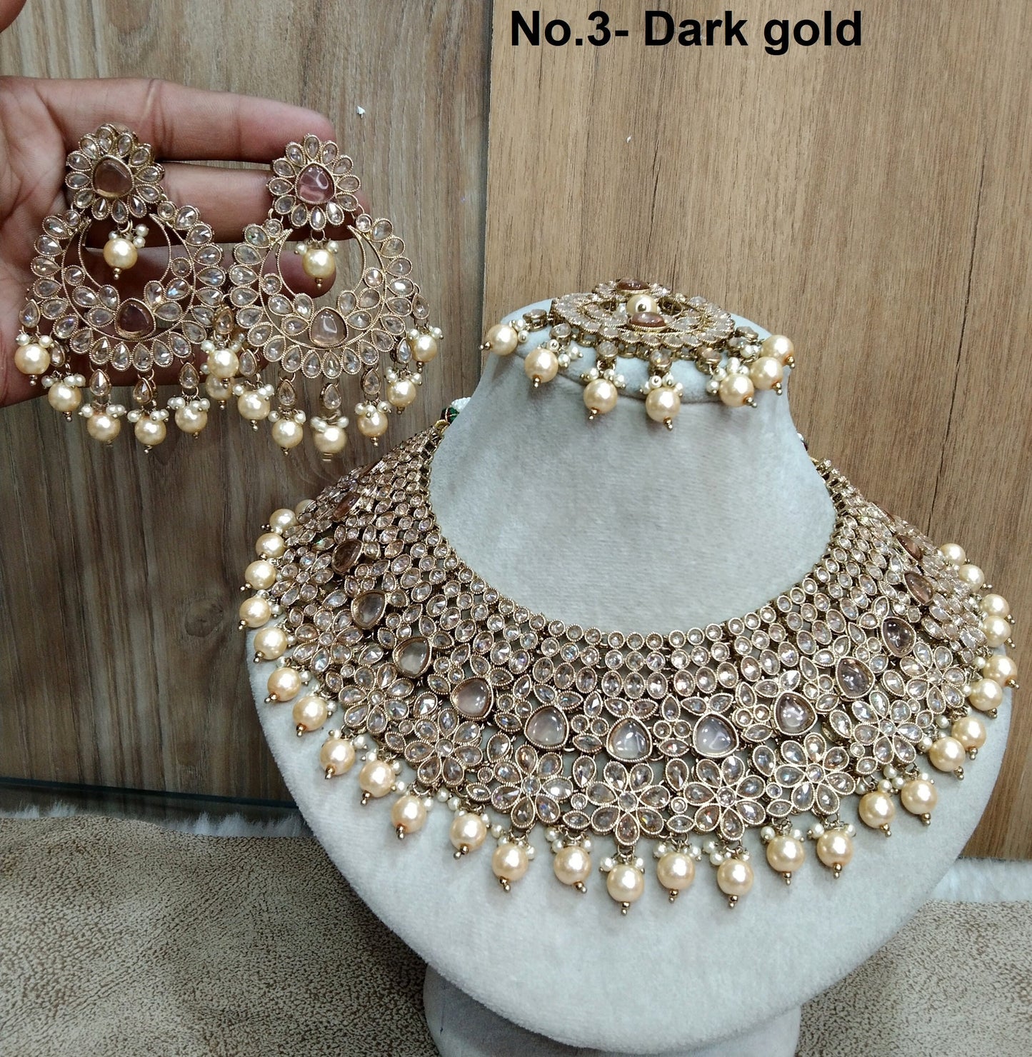 Indian Jewellery/Dark gold necklace Set/Bollywood Gold Indian Jewelry Jewellery timaru Set /Bridesmaid jewellery sets