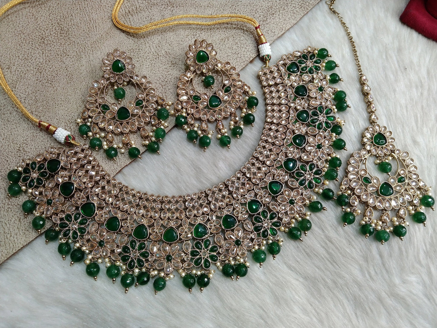 Indian Jewellery/Dark gold necklace Set/Bollywood Gold Indian Jewelry Jewellery timaru Set /Bridesmaid jewellery sets