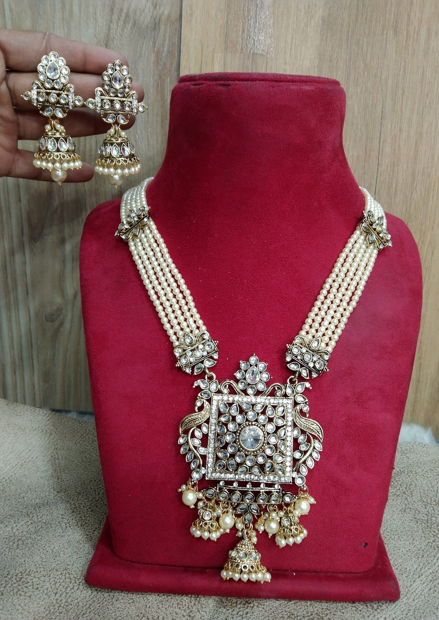 Rani Haar Kundan long Necklace Set/Gold  Indian Necklace Set/ Indian kundan Jewellery/Muslim Long Necklace Set