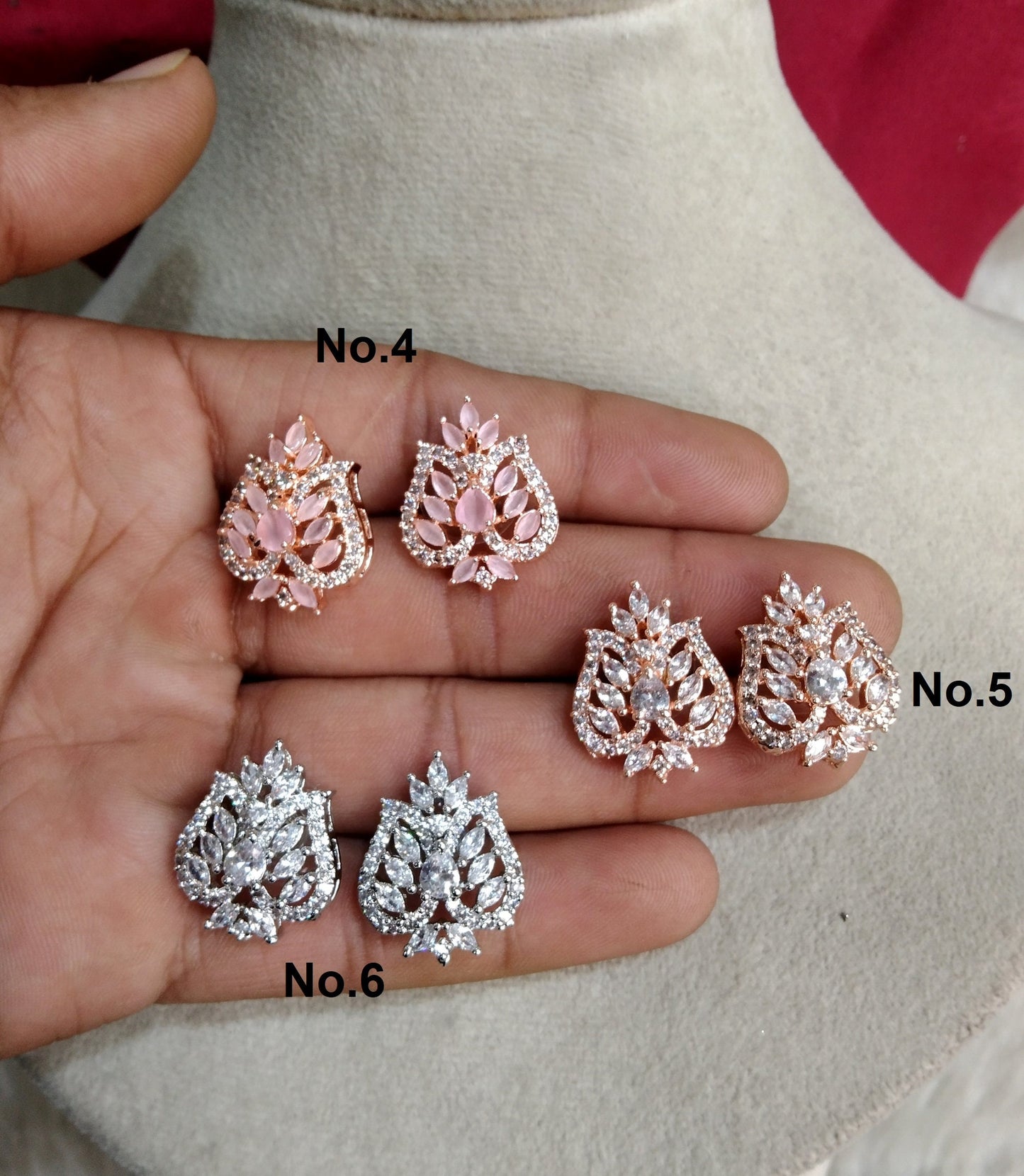 CZ studs /Indian Ad diamond Rose gold silver stud Earrings/stud Earrings Set Jewellery/ Bollywood Jewellery/ cz stones studs