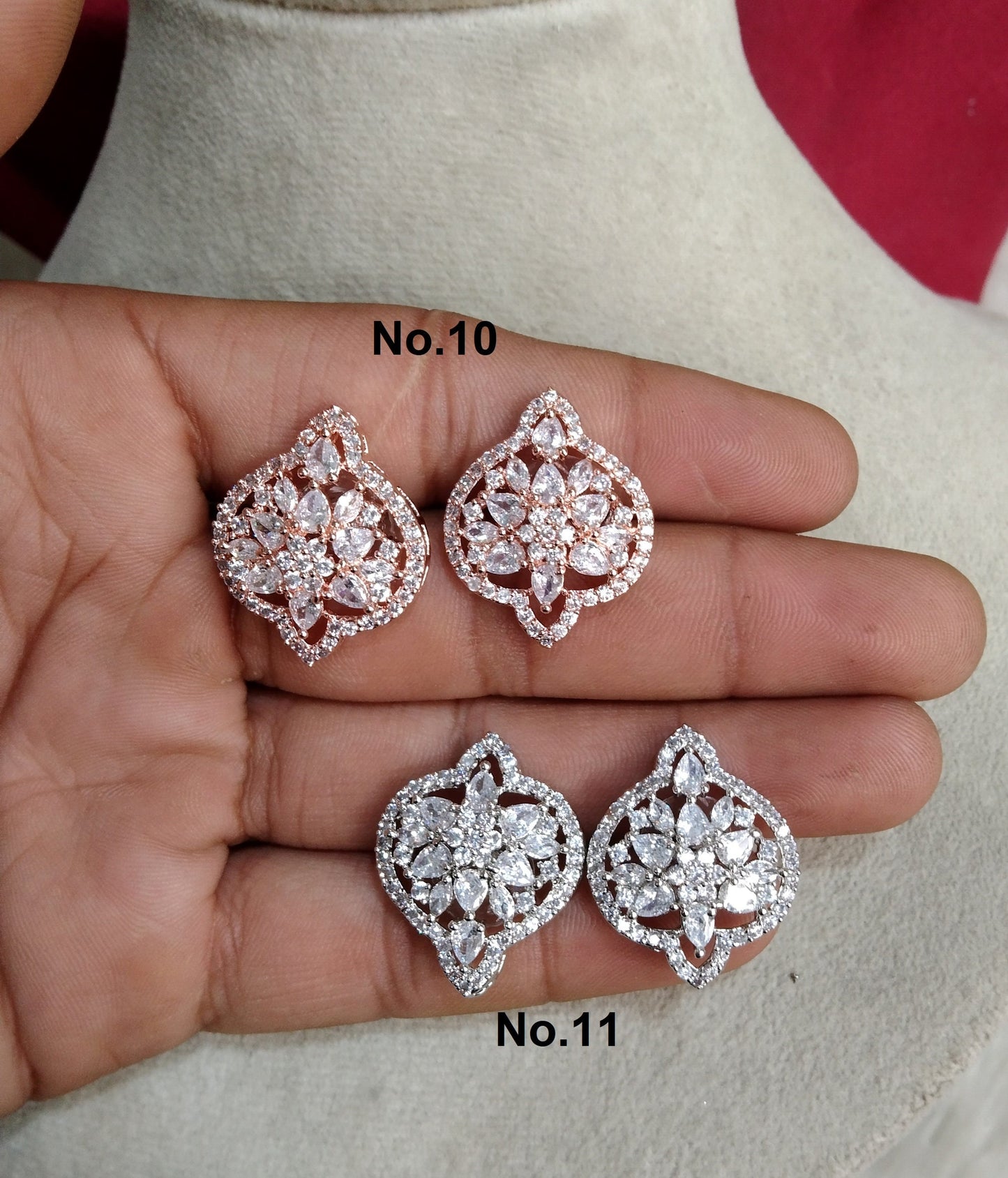 CZ studs /Indian Ad diamond Rose gold silver stud Earrings/stud Earrings Set Jewellery/ Bollywood Jewellery/ cz stones studs