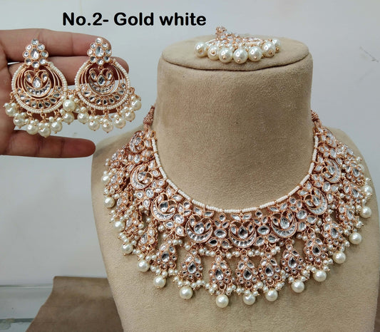 Indian Jewellery/ Gold Bridal Kundan necklace Set Indian Maroon, Gold white, Rama Bridal Jewellery kaskade  kundan Necklace set