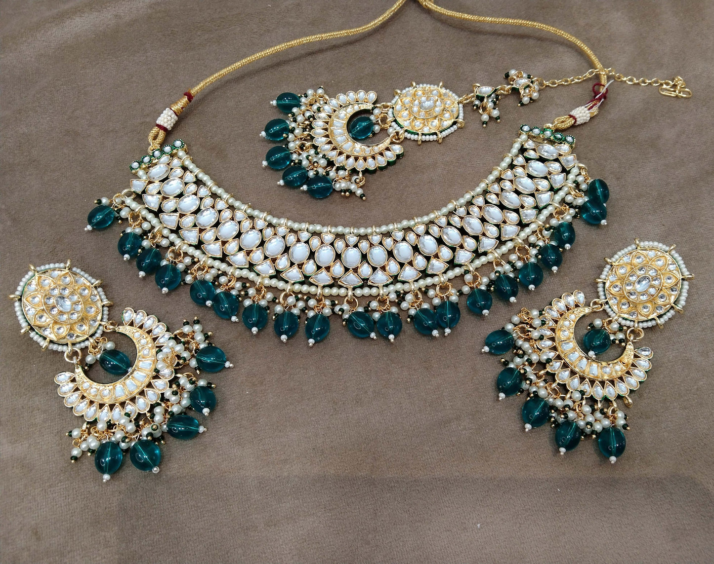 Indian Jewellery/ Gold Bridal Kundan necklace Set Indian Majenta, Gold white, Rama green Bridal Jewellery carl kundan Necklace set