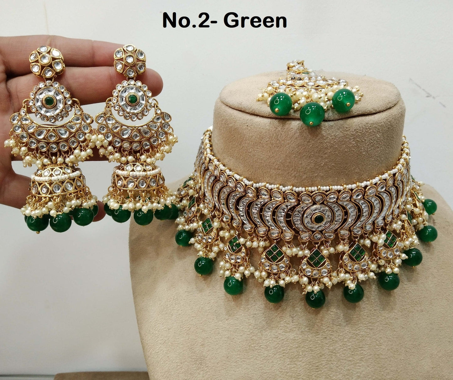 Indian jewellery Gold finish kundan Choker Set Necklace Earrings Set/Gold Indian Daniel Jewellery Necklace Set