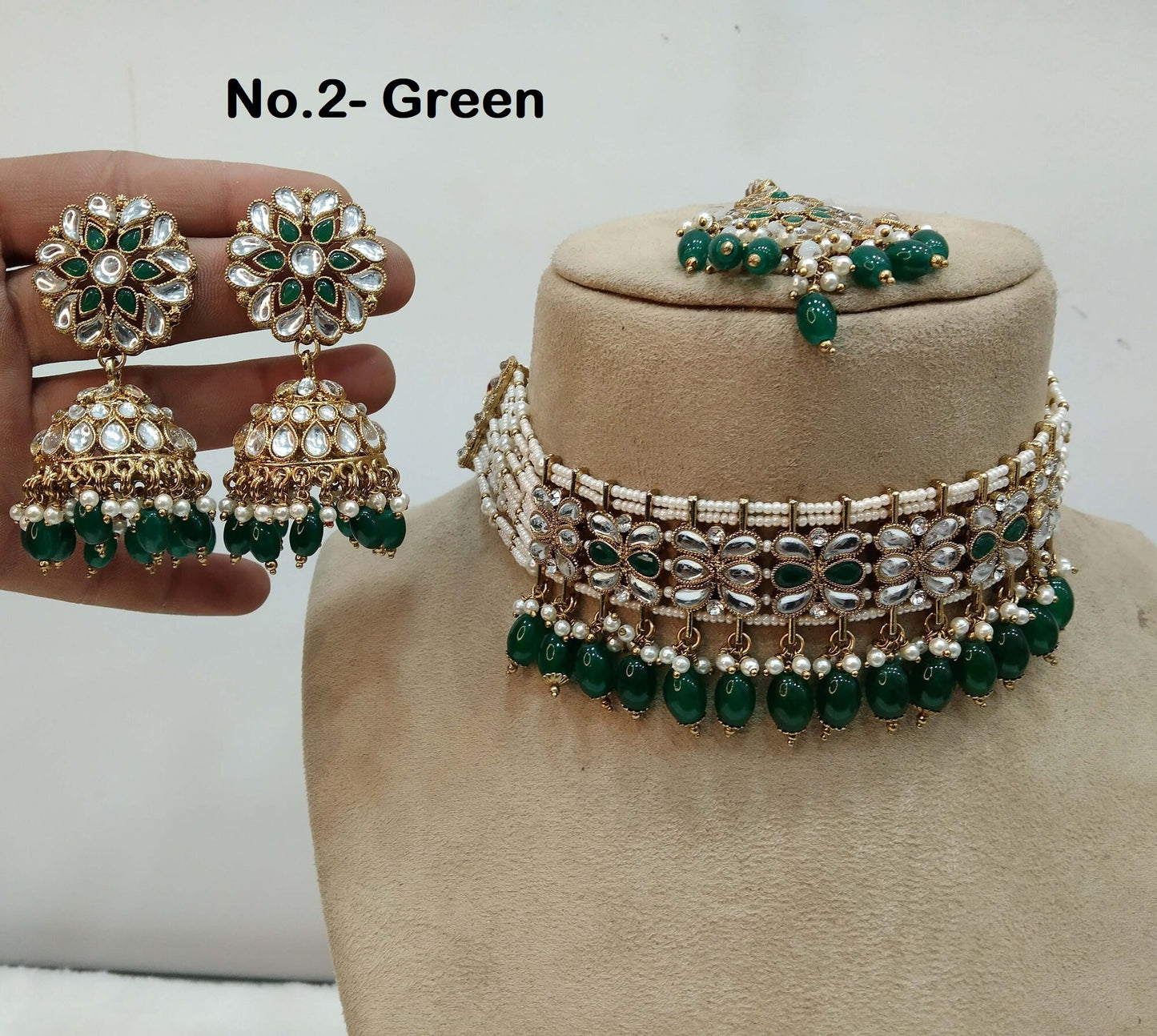 Indian jewellery Gold finish kundan Choker Set /Gold dark pink, Green, Lavender, Maroon Indian Parul Jewellery Set/Indian kundan Choker Set