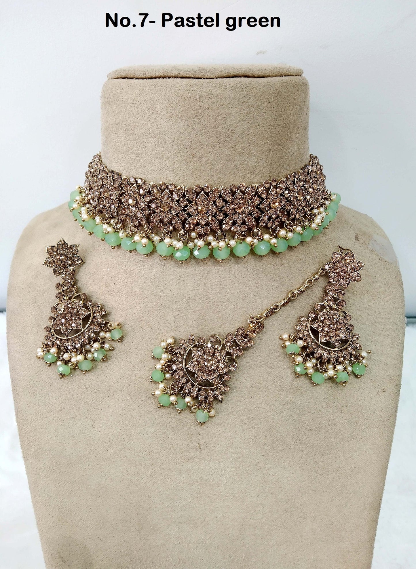 Choker Set Necklace Set/ Dark gold green, pista, rani, choker set Jewellery set /Indian choker necklace set/Bridesmaid Jewellery