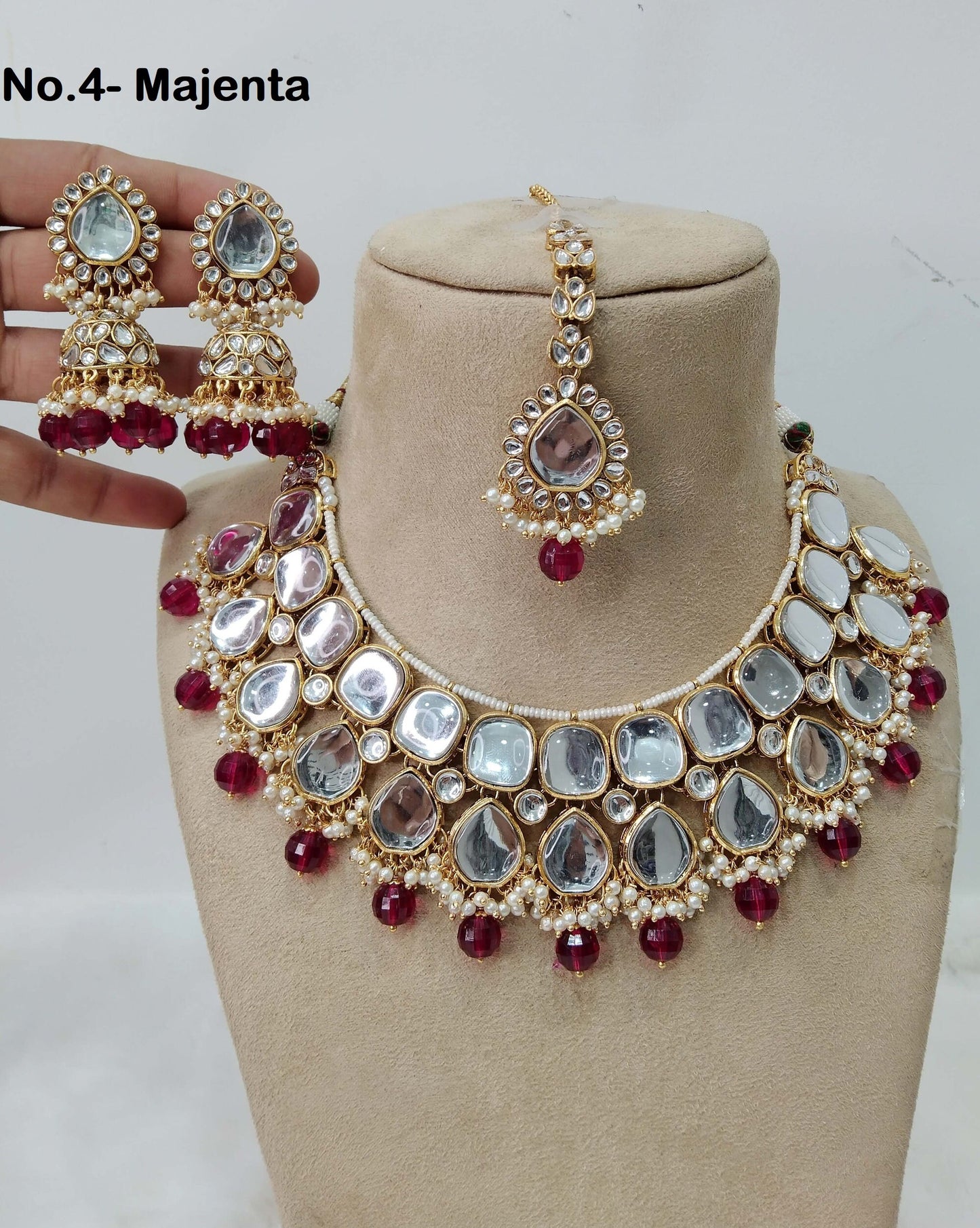 Ivory Indian  Jewellery , Kundan necklace Set Indian Wedding Bridal Ethnic Bridal Necklace,bridesmaid sona set,Punjabi set