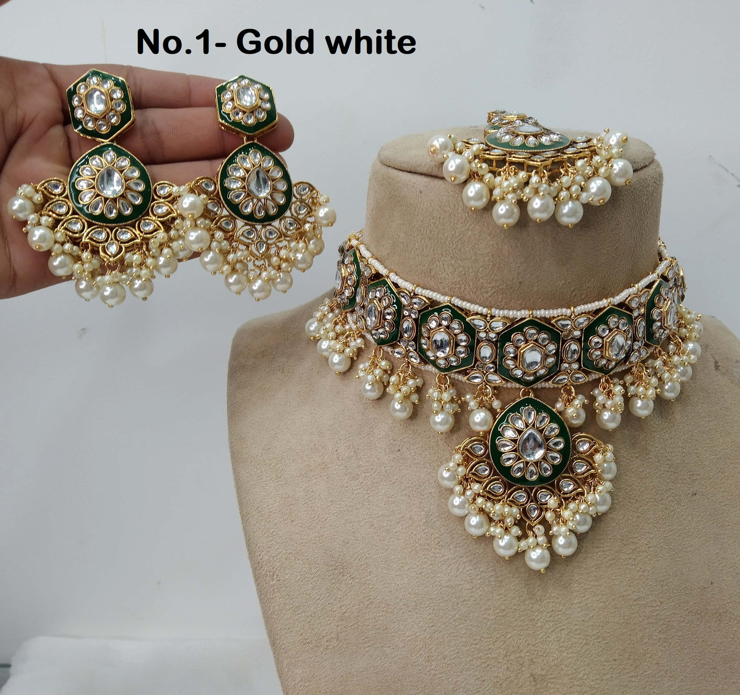 Ivory Indian  Jewellery, Kundan necklace Set Indian Wedding Bridal Ethnic Bridal indian Necklace set, seema bridesmaids enameled set