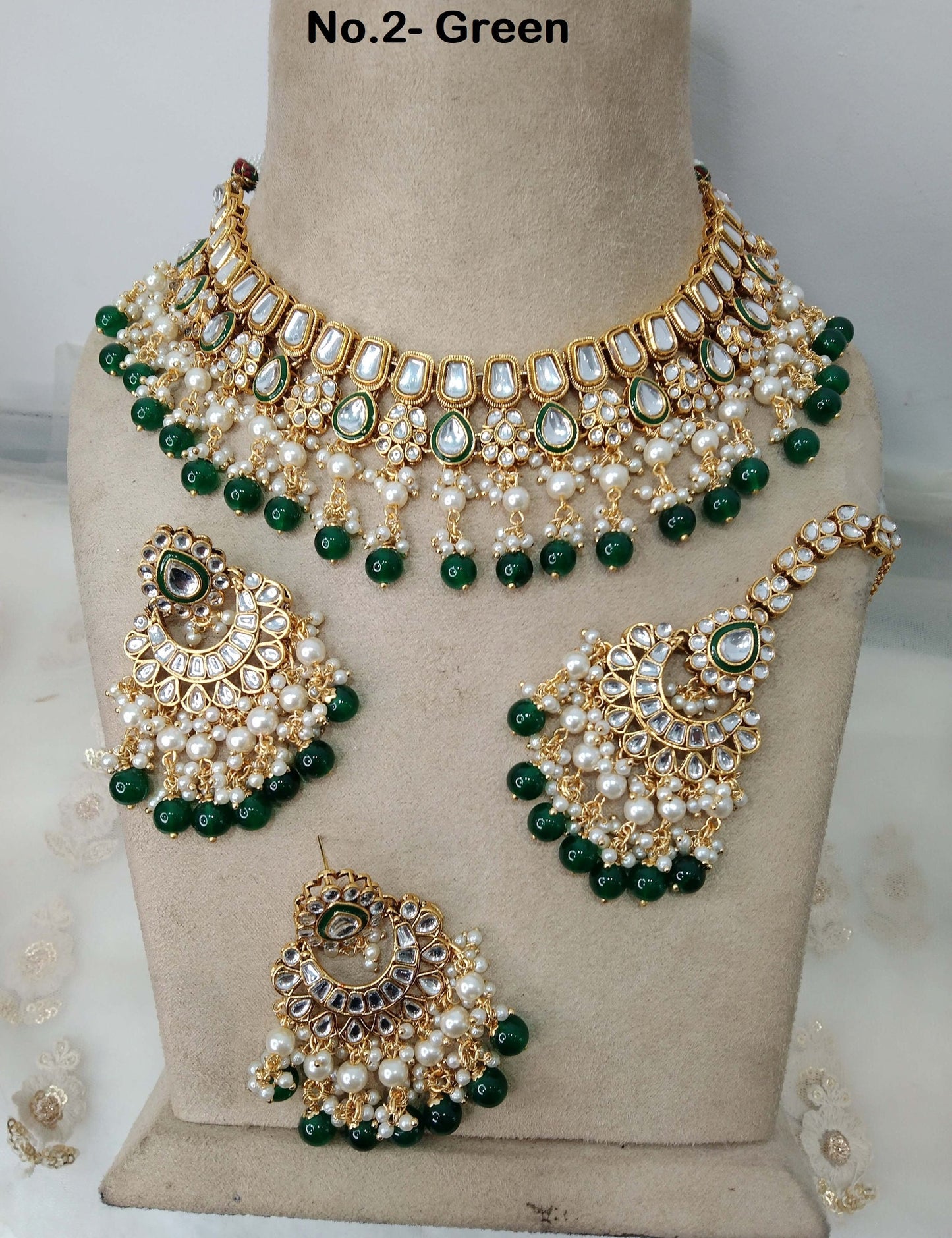 Ivory Indian  Jewellery , Kundan necklace Set Indian Wedding Semi Bridal Ethnic Bridal city Necklace, bridesmaids set, Punjabi set