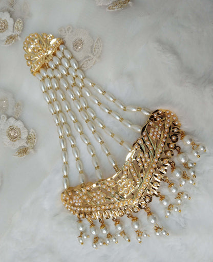 Jhumar Jadau Gold Plat Headpiece Passa /Jhumar Jhoomer Bollywood Side Hijab Headpiece/ Punjabi Indian Jewellery/Pakistani Muslim Headpiece