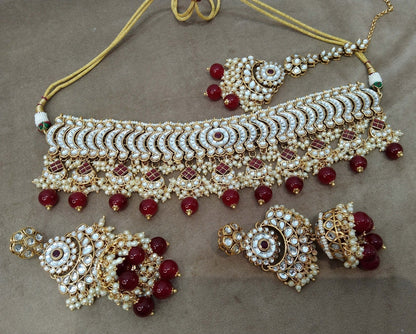 Indian jewellery Gold finish kundan Choker Set Necklace Earrings Set/Gold Indian Daniel Jewellery Necklace Set