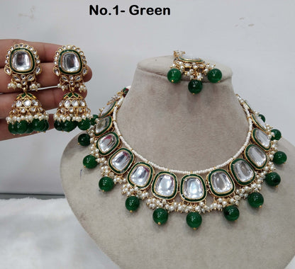 Ivory Indian  Jewellery ,Gold white, green Kundan necklace Set Indian Wedding Bridal Ethnic Bridal Necklace,bridesmaids town  set