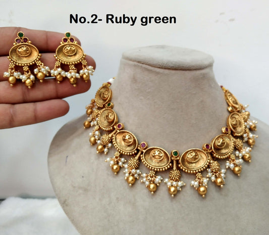 Indian Gold  Jewellery necklace set/Gold mat finish necklace Set Bollywood style