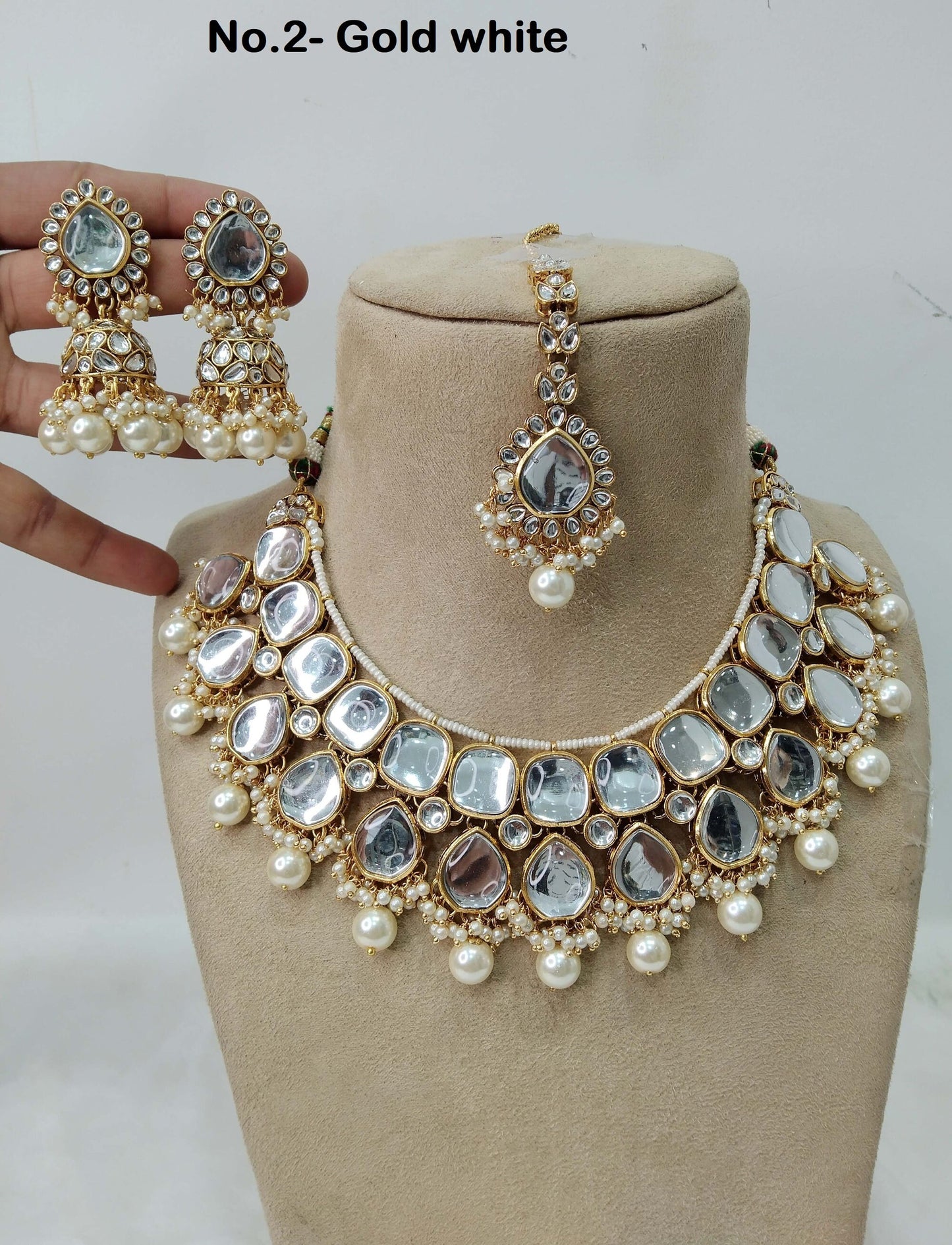 Ivory Indian  Jewellery , Kundan necklace Set Indian Wedding Bridal Ethnic Bridal Necklace,bridesmaid sona set,Punjabi set