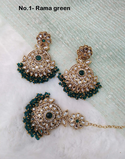 Indian Jewellery/ Green, rama green, maroon, Kundan Jewelry Earrings Tikka Set/Indian Earrings Punjabi Bollywood Set Jewellery/Bollywood Set