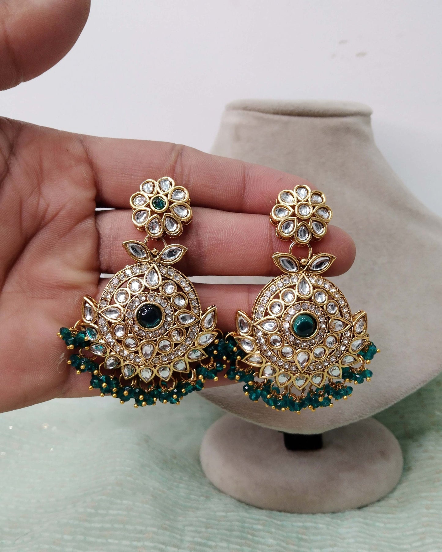 Indian Jewellery/ Green, rama green, maroon, Kundan Jewelry Earrings Tikka Set/Indian Earrings Punjabi Bollywood Set Jewellery/Bollywood Set