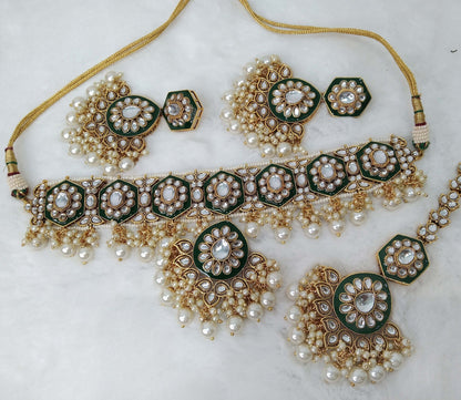 Ivory Indian  Jewellery, Kundan necklace Set Indian Wedding Bridal Ethnic Bridal indian Necklace set, seema bridesmaids enameled set