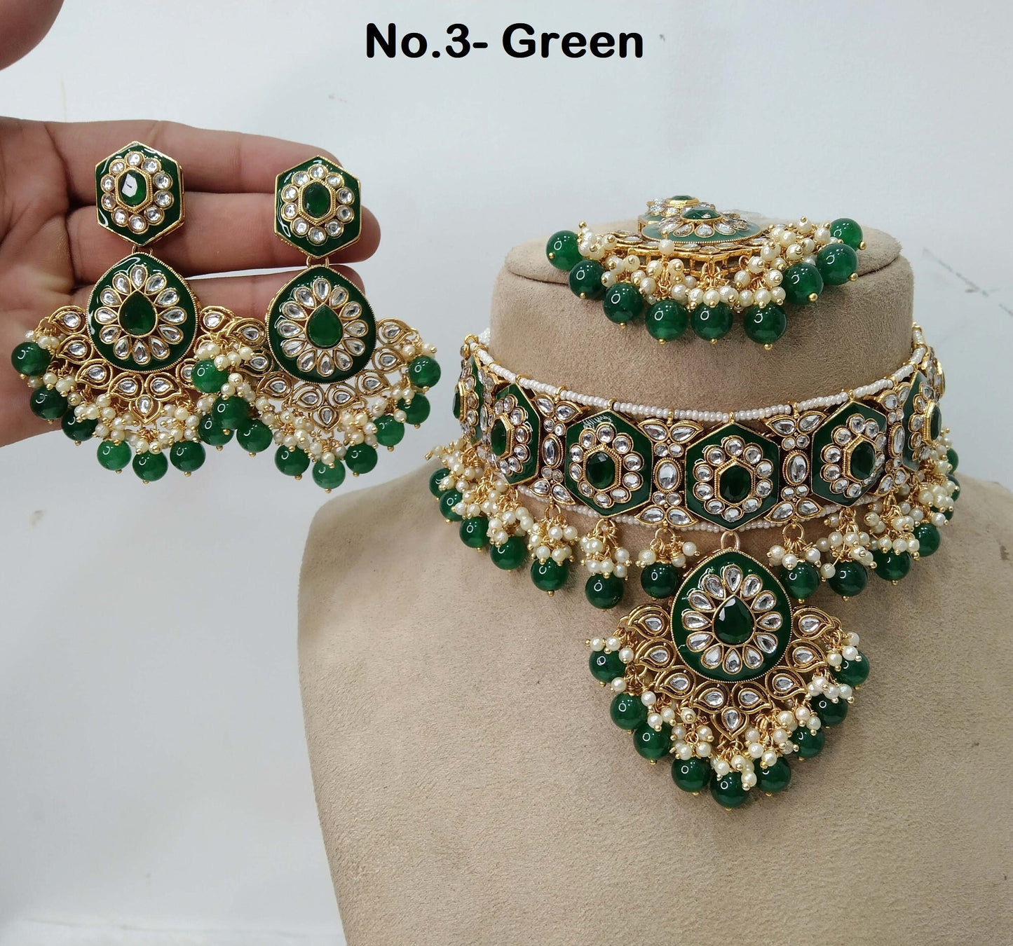 Ivory Indian  Jewellery, Kundan necklace Set Indian Wedding Bridal Ethnic Bridal indian Necklace set, seema bridesmaids enameled set