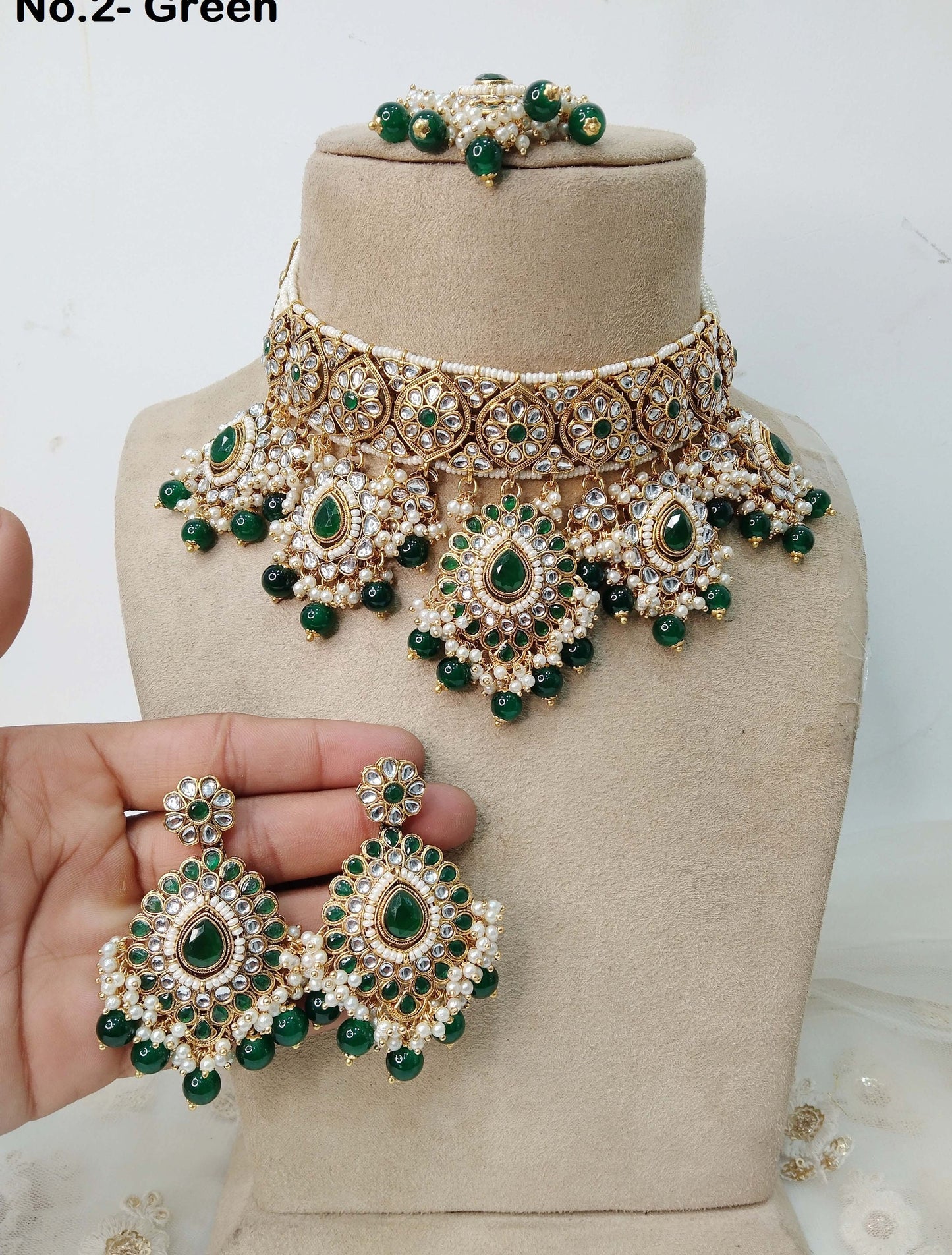 Ivory Gold Indian Necklace Jewellery, Kundan necklace Set Indian Wedding Bridal Ethnic Bridal indian Necklace set, tiska bridesmaids enameled set