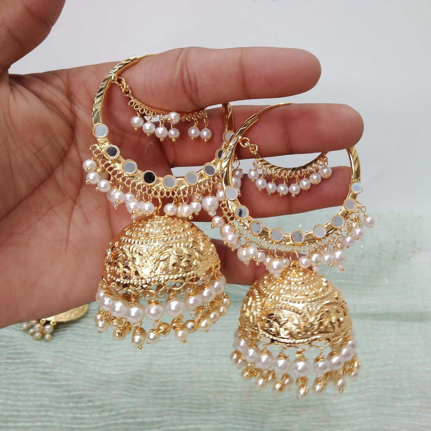 Buy Balli Jhumka Jadau Gold white, Pink, Maroon,Balli Jhumka Earrings Tikka /Indian Pearl Jhumka Tikka Set/Punjabi Indian Jewellery/Jhumki Set