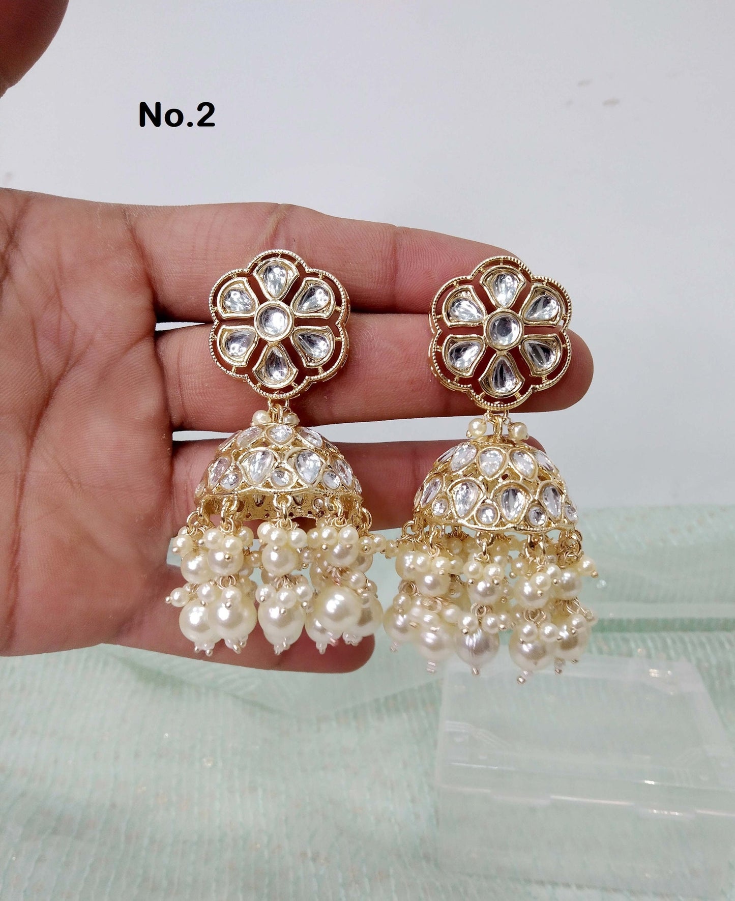 Indian Jhumka Earrings Jewellery/Punjabi Gold Bollywood Wedding Indian Jewelry Bridal kundan Jhumka Jhumki Earrings Jewellery Set
