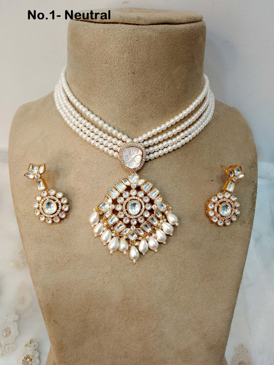 Indian Jewellery/Bridal Gold jadau Kundan choker Set/Indian Wedding Gold white Kundan choker Jewellery nity choker Necklace set