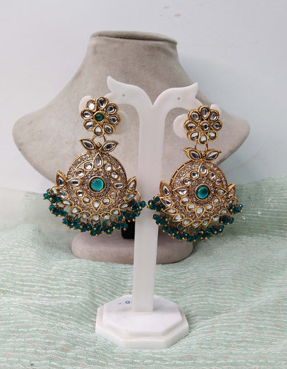 Indian Jewellery/ Green, rama green, maroon, Kundan Jewelry Earrings Tikka Set/Indian Earrings Punjabi Bollywood Set Jewellery/Bollywood Set