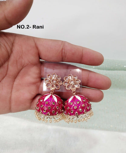 Indian Jhumka Earrings Jewellery/Indian Jewelry , pink, black , green, maroon, purple Jhumka honey Earrings