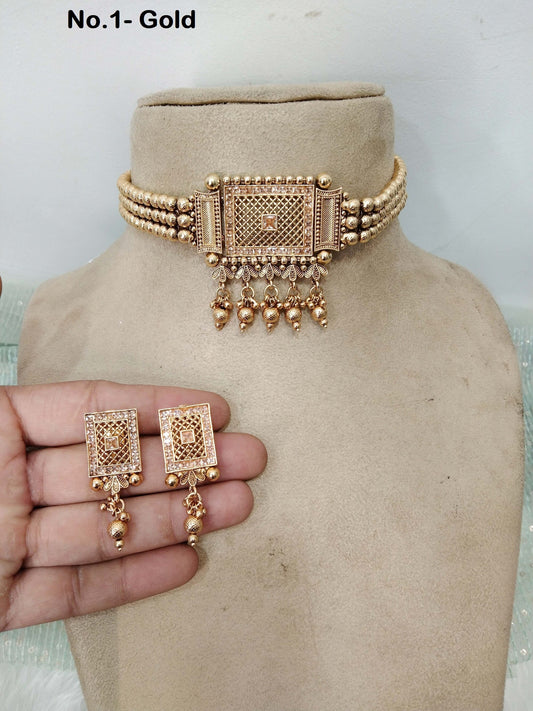 Indian Gold  Jewellery  choker set/Ruby Choker Set Bollywood Style Gold Finish South alia Indian bridal Jewellery