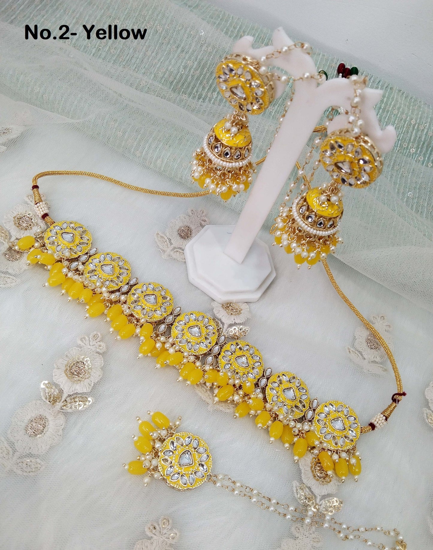 Pink Yellow Indian Jewellery Kundan choker Set Indian Maroon Wedding Bridal choker, bridesmaids babli set,Punjabi set