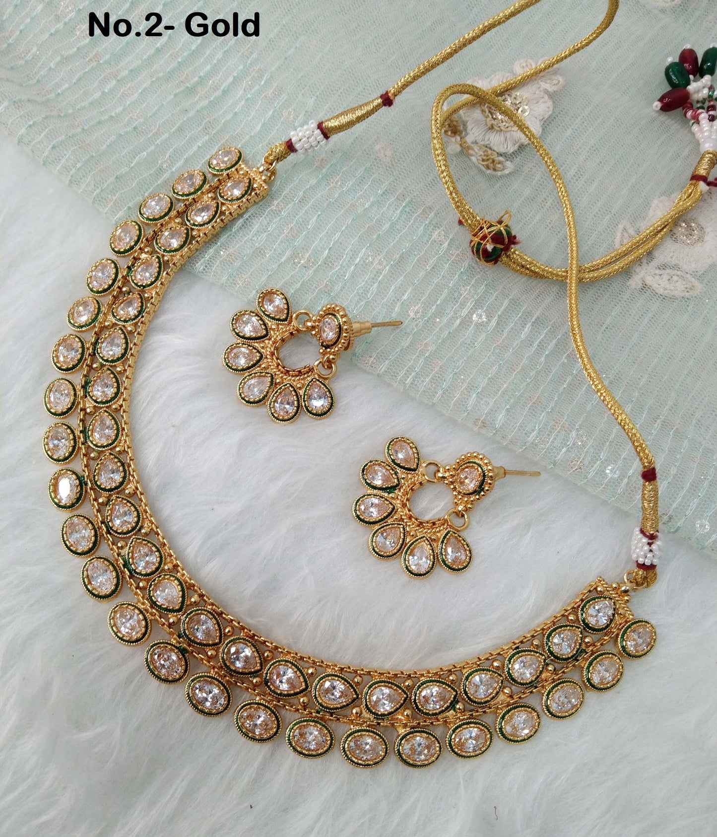 Indian Polki  Jewellery Indian Necklace Set/ Bollywood Style Gold Finish South Indian bridal Jewelry/ Sanam Indian jewellery set