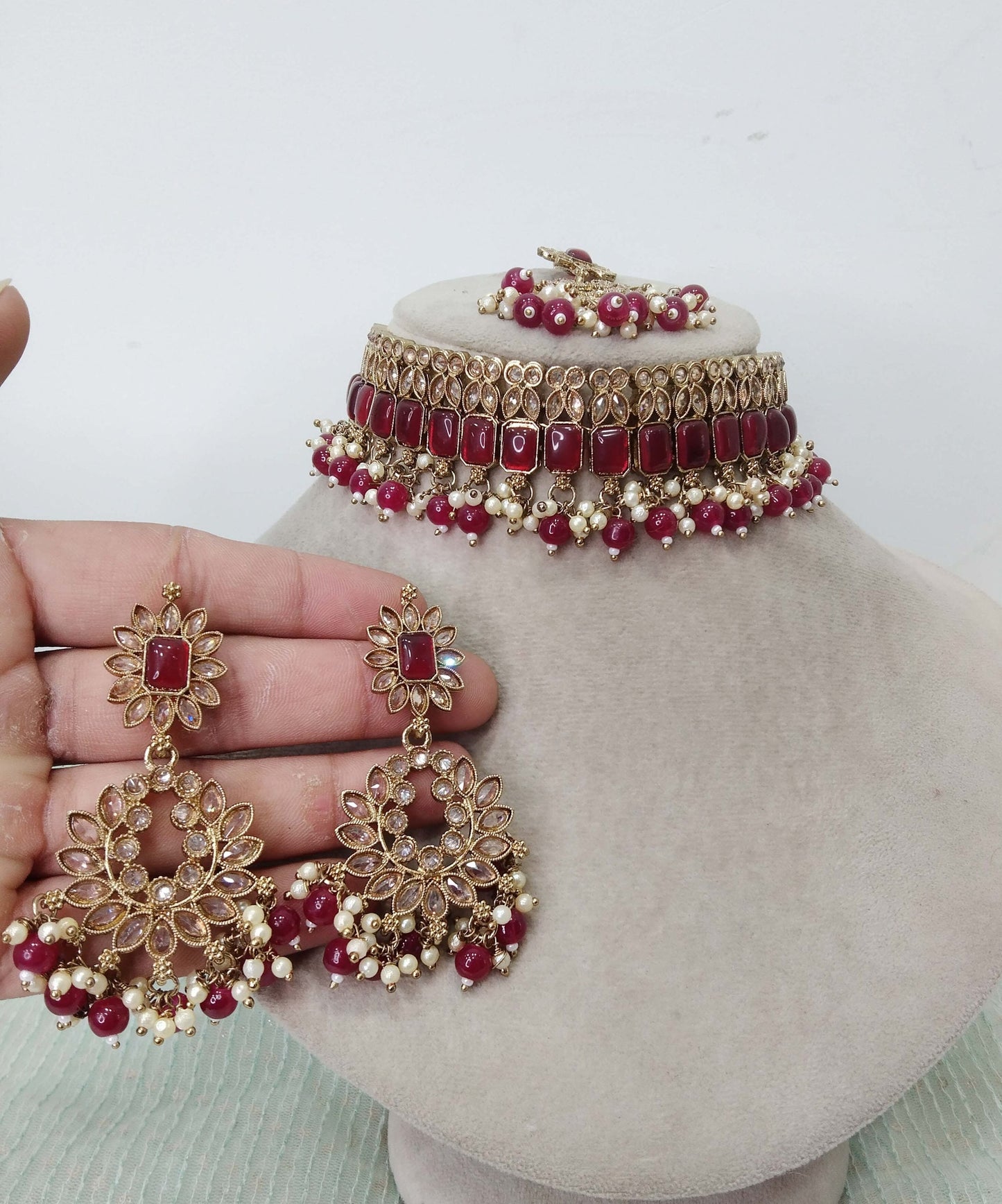 Buy Choker Set / Antique gold finish Jewellery set /Indian choker necklace set/Bridesmaid Jewellery/gift for her/ Wisa Wedding jewellery set