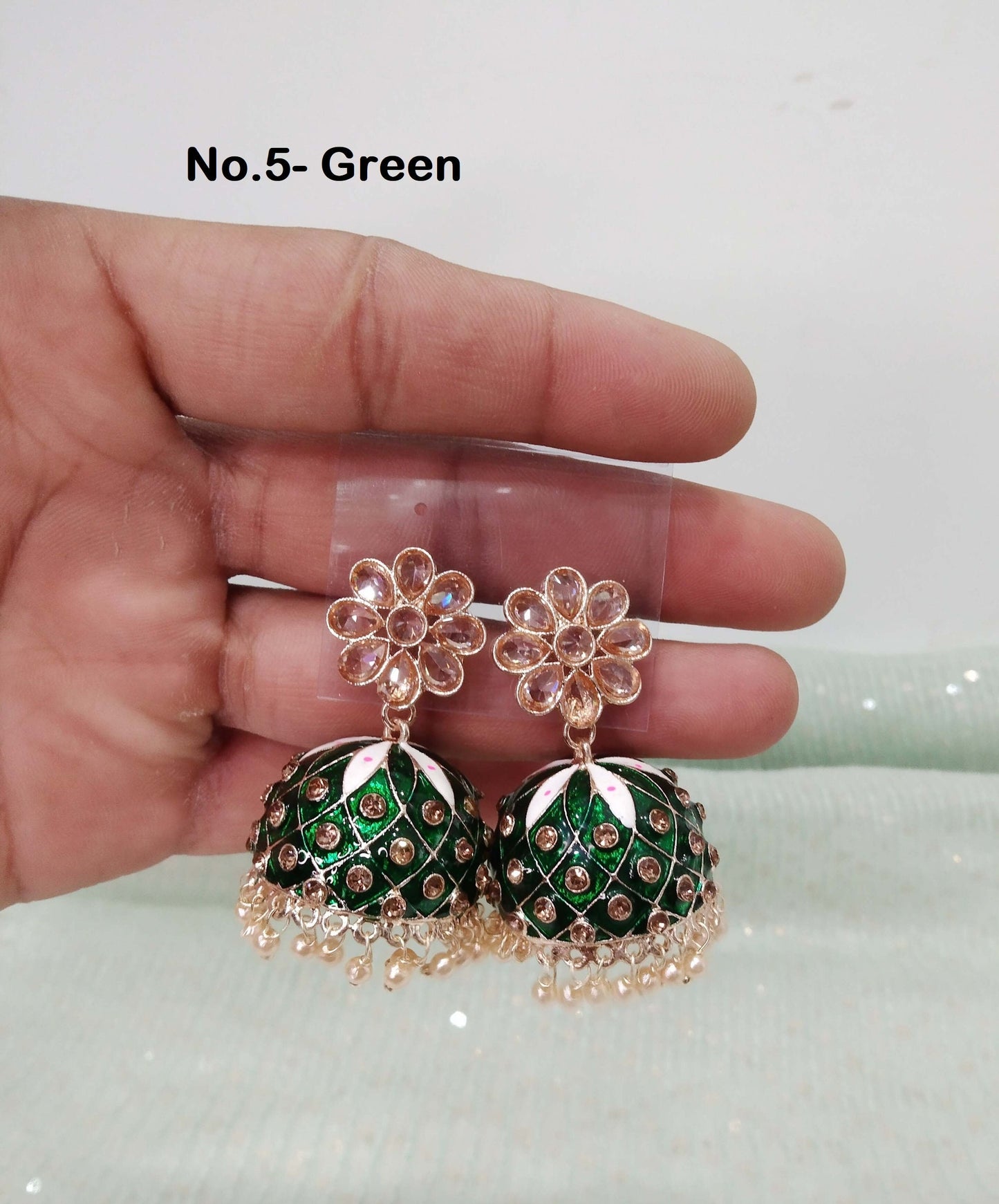 Indian Jhumka Earrings Jewellery/Indian Jewelry , pink, black , green, maroon, purple Jhumka honey Earrings