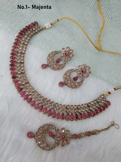 Antique Gold Necklace Set/ Necklace Set Jewellery set /Indian Antique necklace set/Bridesmaid Jewellery/ Indian jewellery Set/ lina set