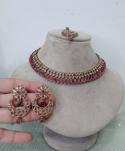 Antique Gold Necklace Set/ Necklace Set Jewellery set /Indian Antique necklace set/Bridesmaid Jewellery/ Indian jewellery Set/ lina set