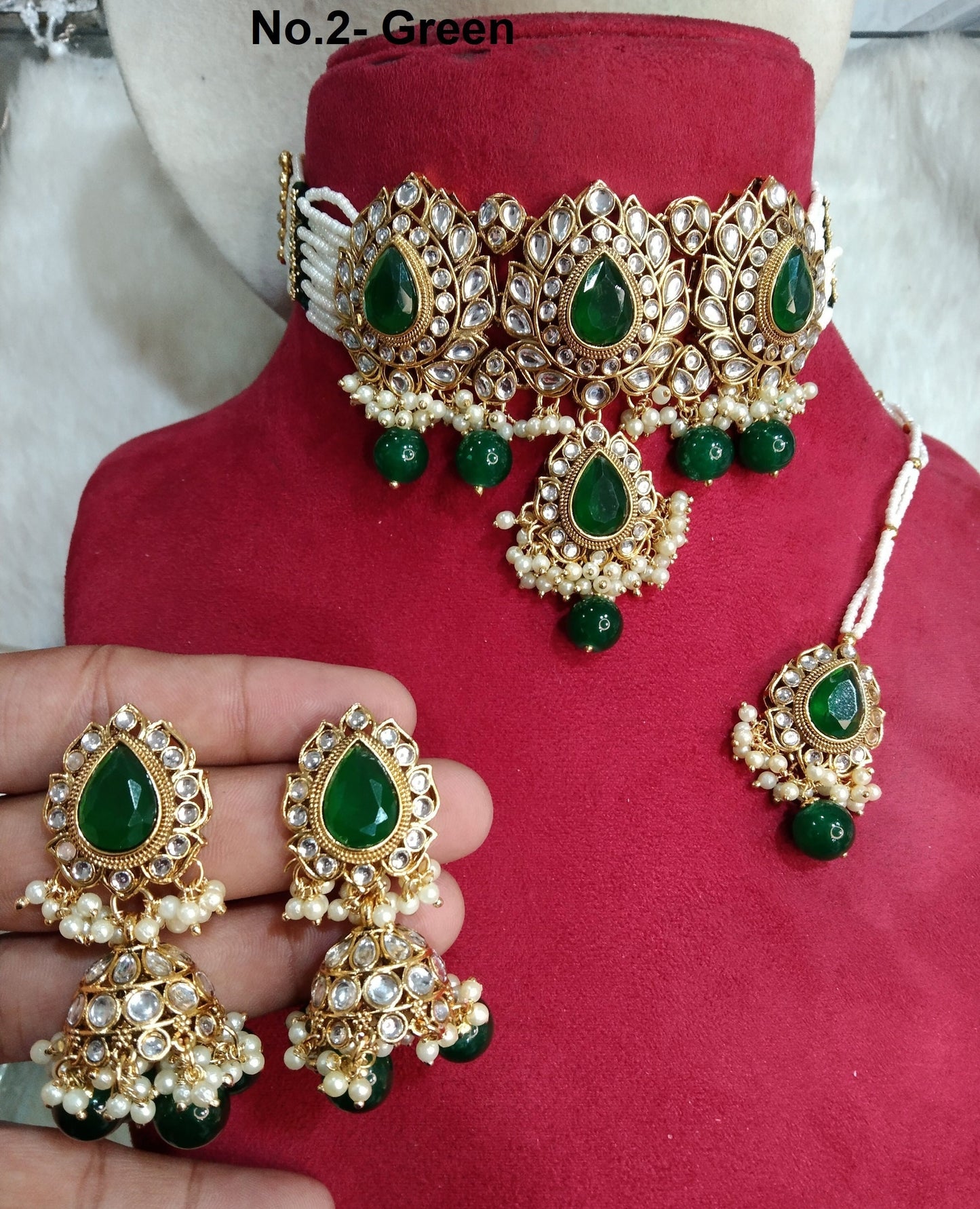 Indian jewellery kundan Choker Set Necklace Earrings Set/Purple, green, dark pink choker set Indian Jewellery Necklace Set/Indian baby Choker Set