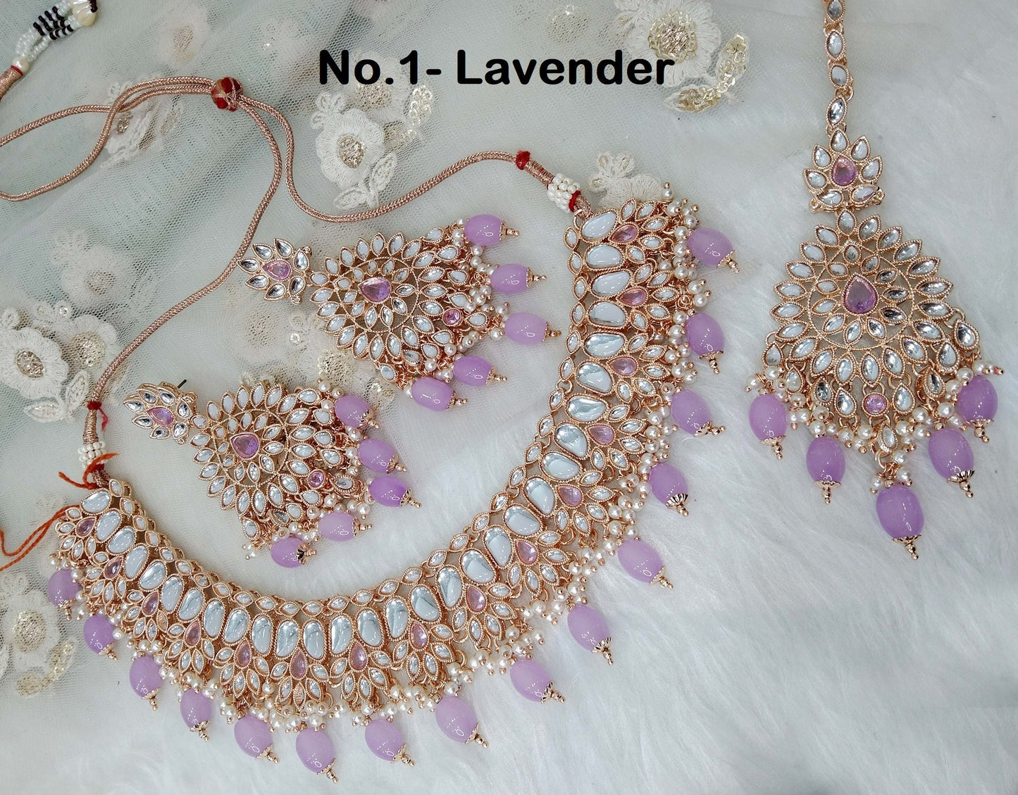 Indischer Schmuck/Braut Rose rosa, Lavendel Kundan Halskette Set/Indische Hochzeit Kundan Sachin Schmuck Halskette
