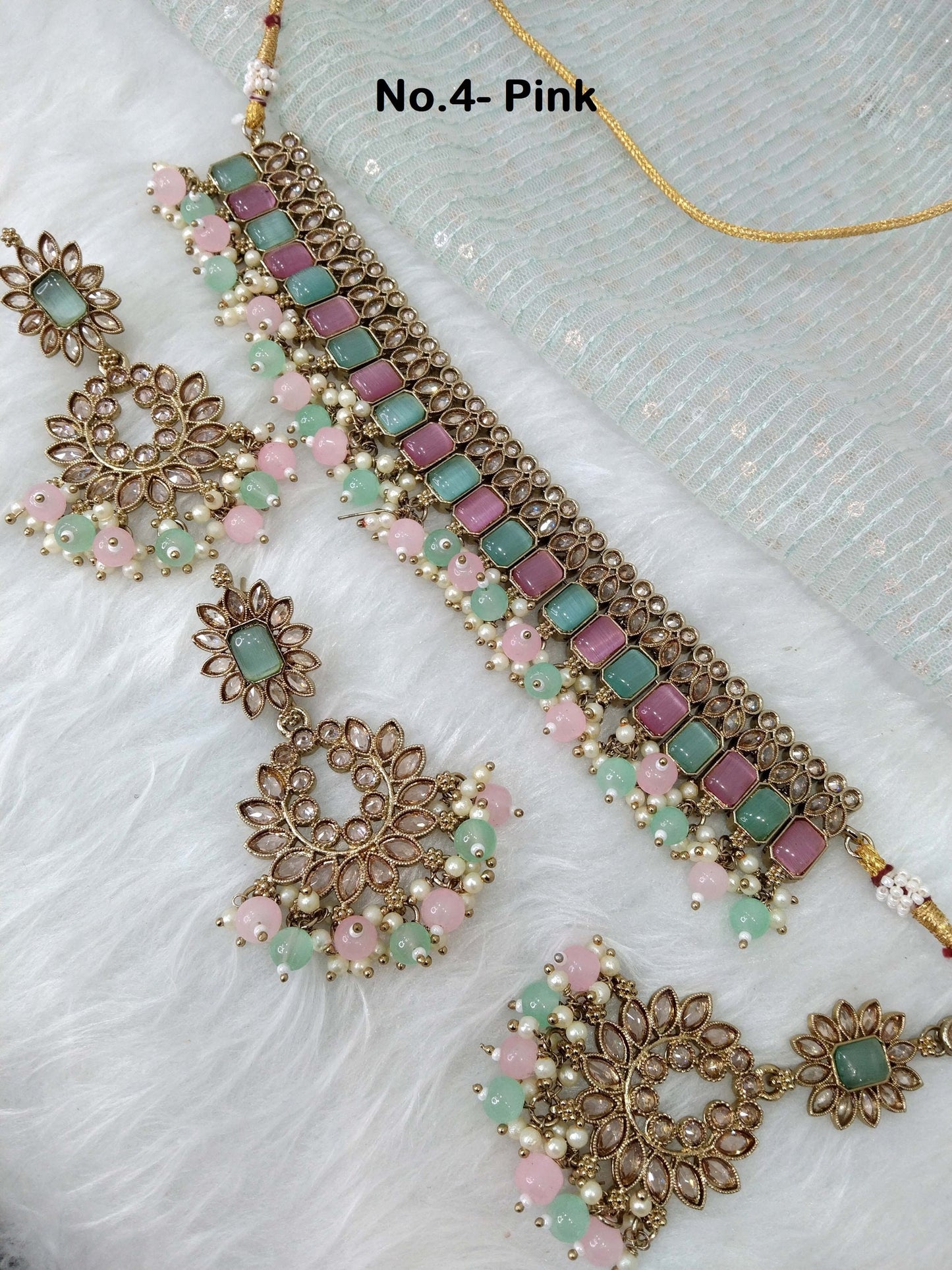 Buy Choker Set / Antique gold finish Jewellery set /Indian choker necklace set/Bridesmaid Jewellery/gift for her/ Wisa Wedding jewellery set